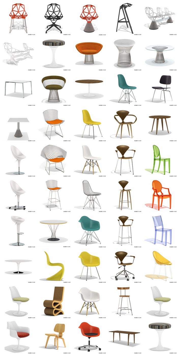 高精度椅子3Dmax模型 Model+Model Vol 02 Chairs+tables