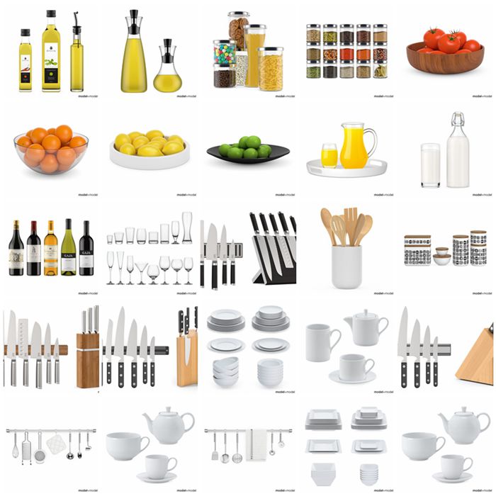 高精度餐具食品3d模型 Model+Model Vol 05 Kitchen Accessories
