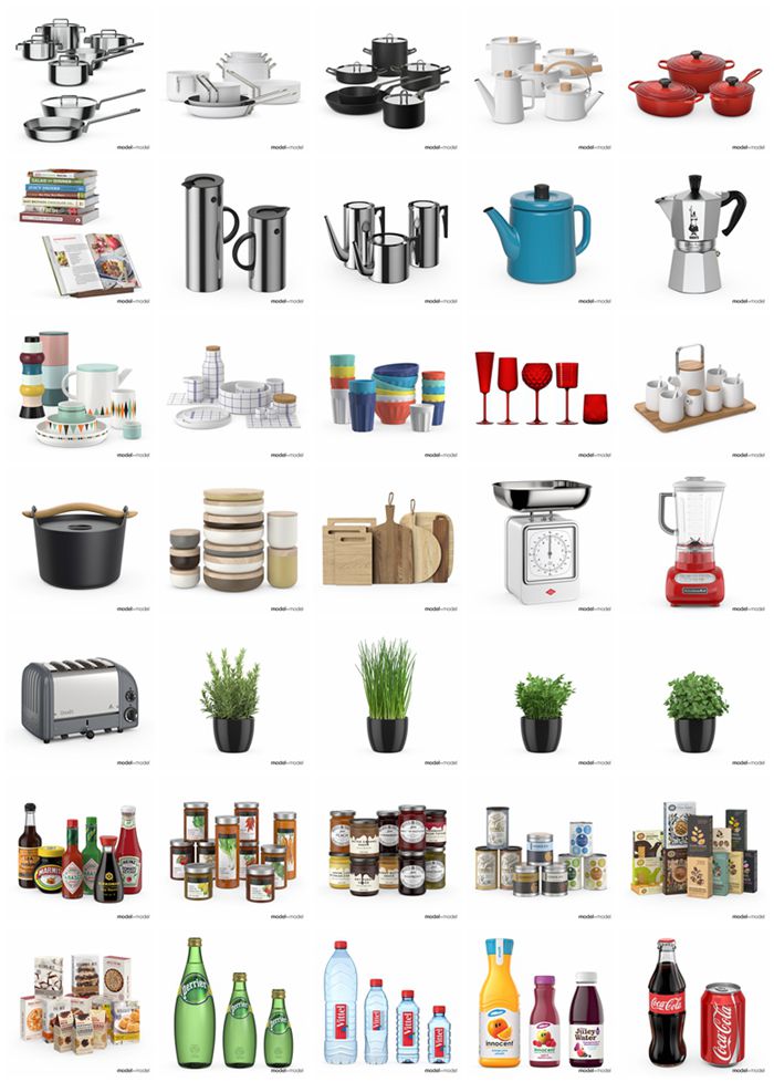 高精度厨房配件3d模型 Model+Model Vol 09 Kitchen accessories