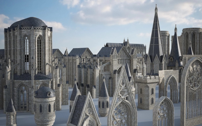 哥特建筑3D模型 Kitbash3D - Gothic (MAOBJFBX)