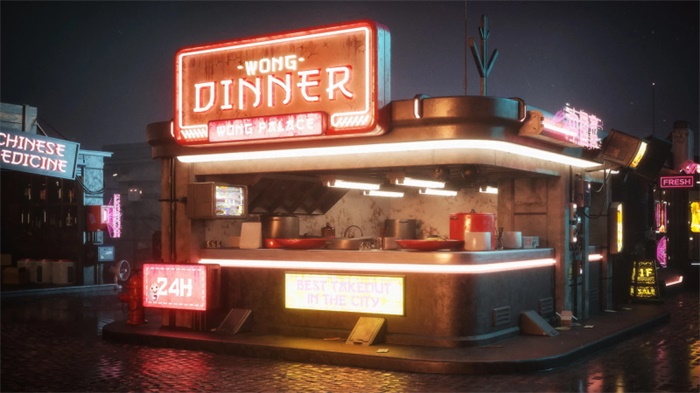 未来科幻街道建筑3D模型 KitBash3D - Cyber Streets (MAXMAOBJFBX)