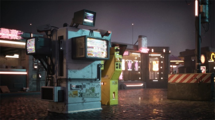 未来科幻街道建筑3D模型 KitBash3D - Cyber Streets (MAXMAOBJFBX)