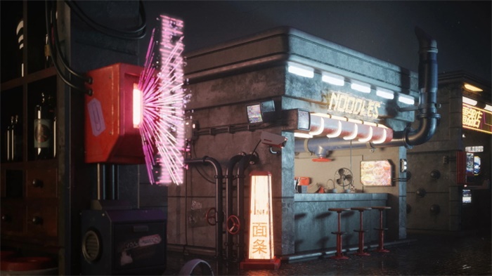 未来科幻街道建筑3D模型 KitBash3D - Cyber Streets (MAXMAOBJFBX)