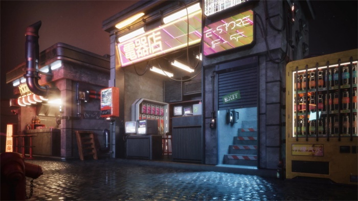 未来科幻街道建筑3D模型 KitBash3D - Cyber Streets (MAXMAOBJFBX)