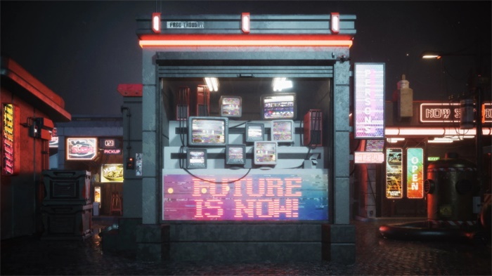 未来科幻街道建筑3D模型 KitBash3D - Cyber Streets (MAXMAOBJFBX)
