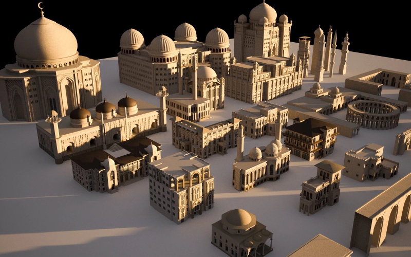 中东建筑场景3D模型 Kitbash3D - Middle East (MAOBJFBX)