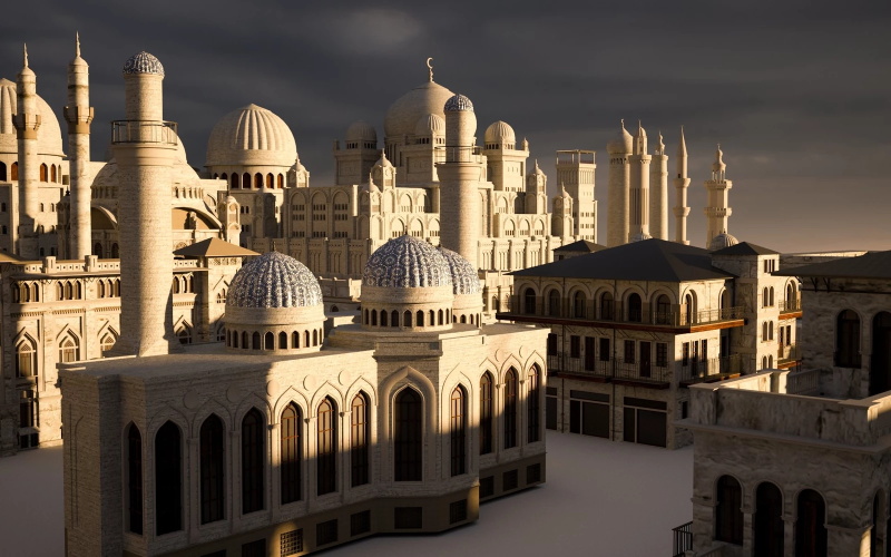 中东建筑场景3D模型 Kitbash3D - Middle East (MAOBJFBX)