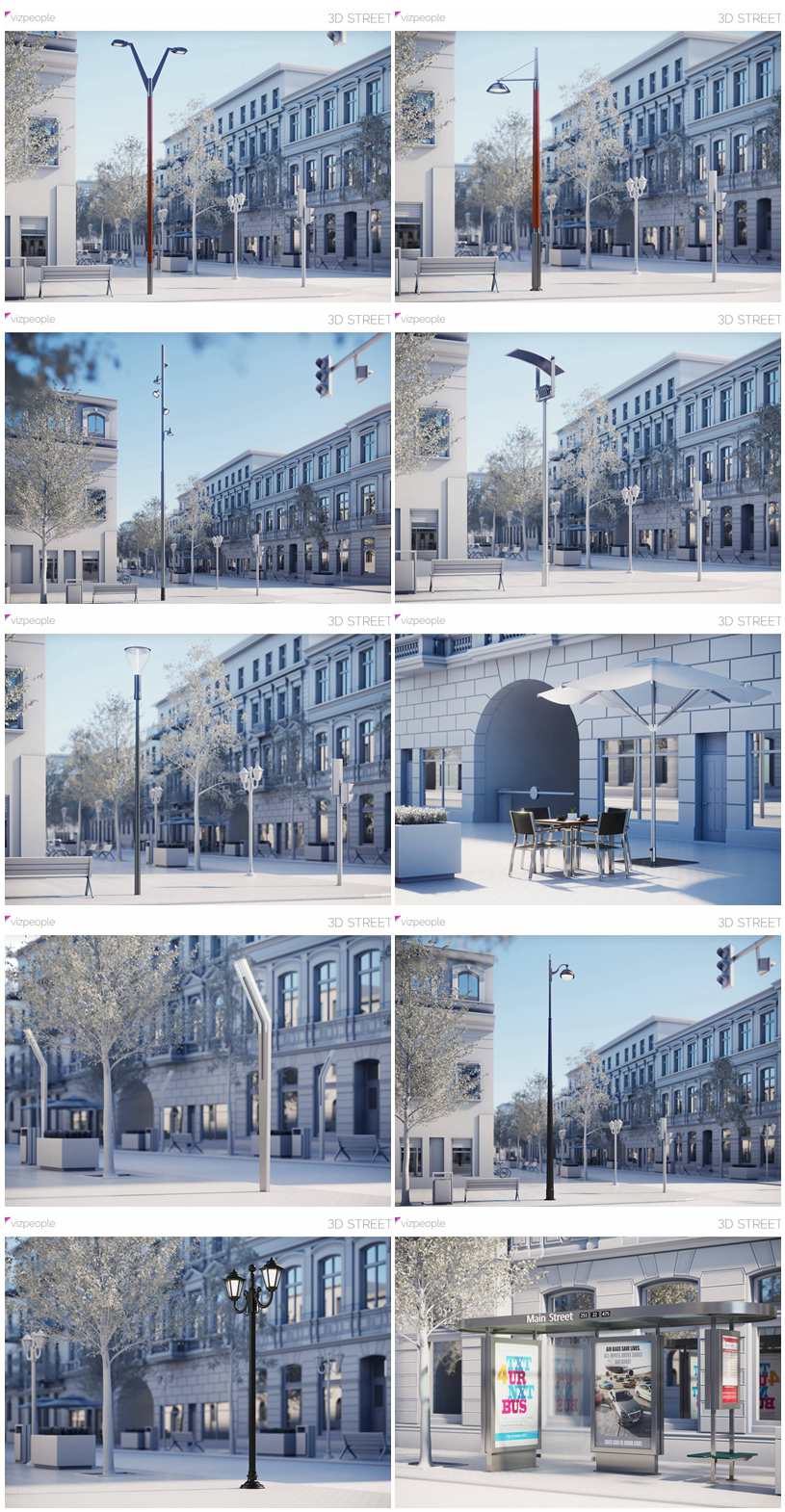 街道公共设备3D模型 Viz-People - 3D STREETS