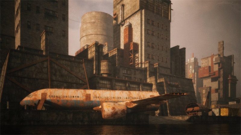 荒芜之地废墟工厂场景3D模型 Kitbash3d - Wasteland