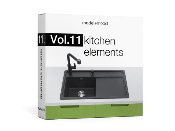 高精度厨房水龙头水槽拉手毛巾架3d模型 model+model – Vol.11 Kitchen elements