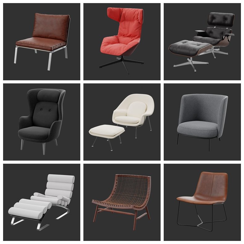 椅子沙发3Dmax模型合集 Poliigon – Furniture 3D Models Collection