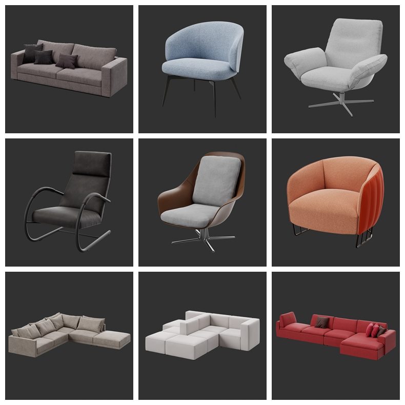 椅子沙发3Dmax模型合集 Poliigon – Furniture 3D Models Collection