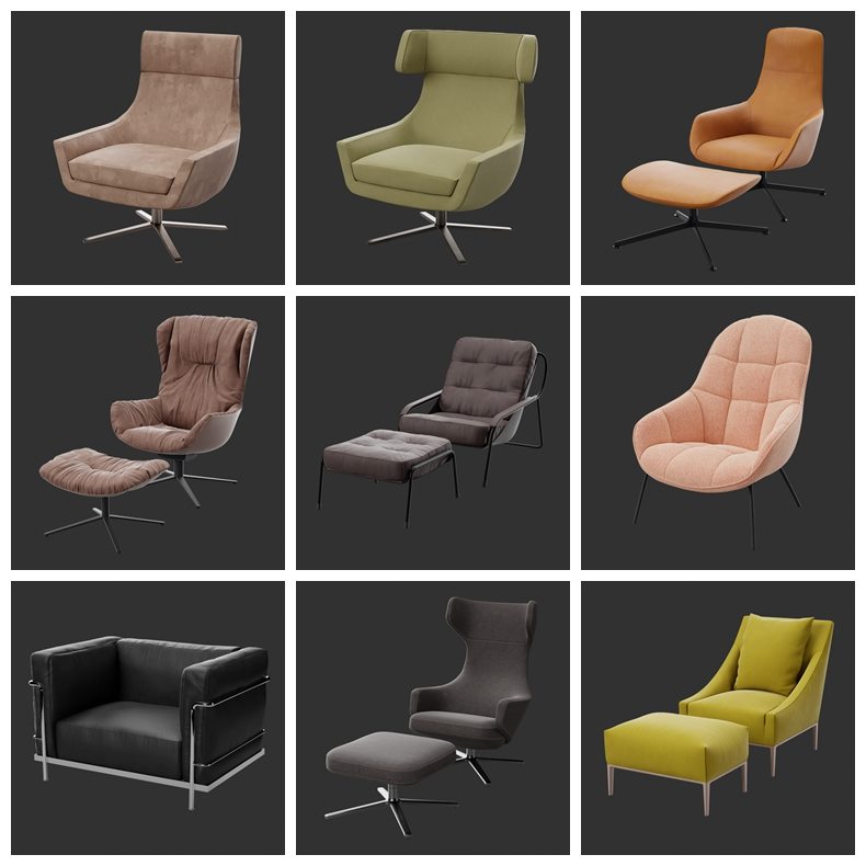 椅子沙发3Dmax模型合集 Poliigon – Furniture 3D Models Collection
