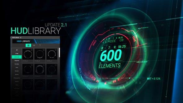 640个科技感线条边框UI界面动画预设包 HUD Library update 2.1