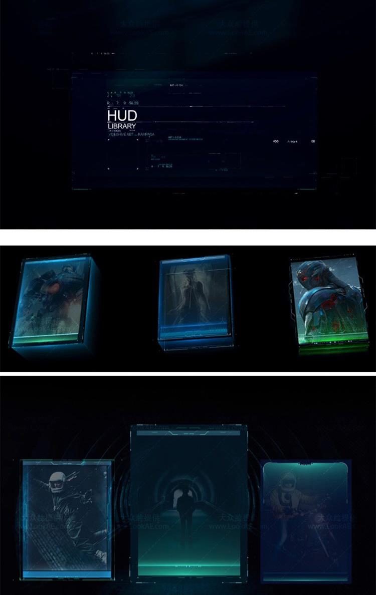 640个科技感线条边框UI界面动画预设包 HUD Library update 2.1