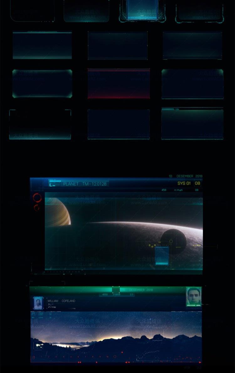640个科技感线条边框UI界面动画预设包 HUD Library update 2.1