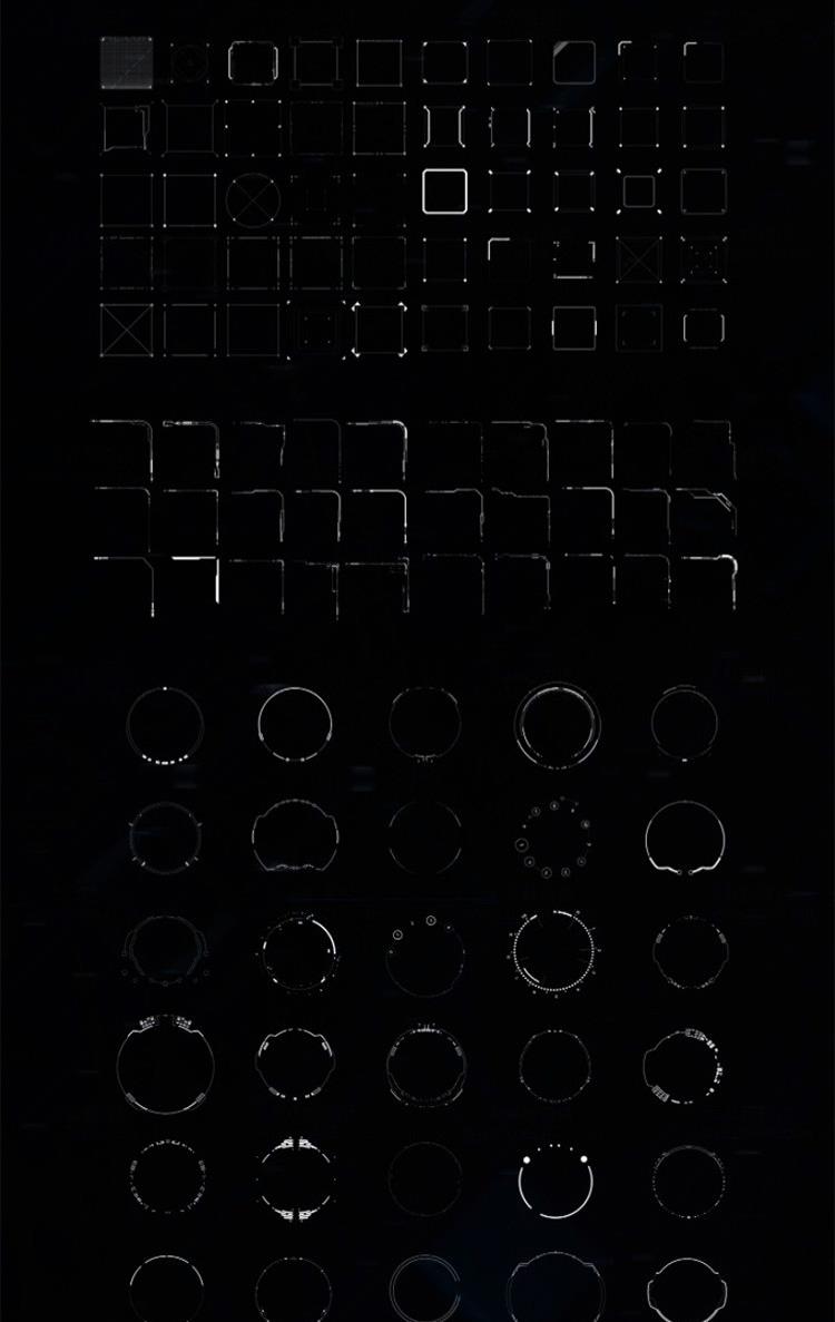 640个科技感线条边框UI界面动画预设包 HUD Library update 2.1
