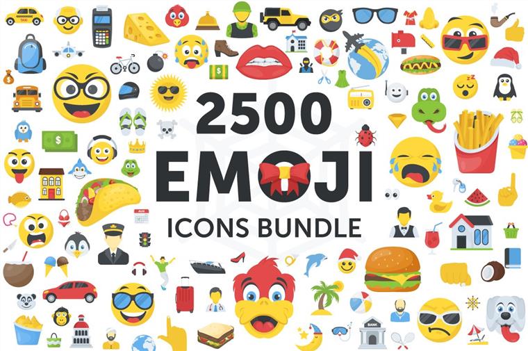 2500个表情符号矢量图标包 2500 Emoji Icons Bundle