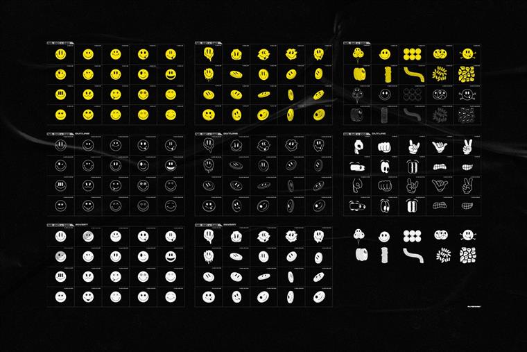 240个矢量徽标、图标、形状和笑脸合集包 240+Acid Shapes