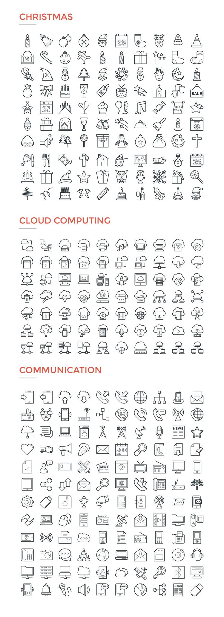 4800个Ai、Eps、Psd、Svg、Png格式图标合辑包 4800 Line Icons Pack