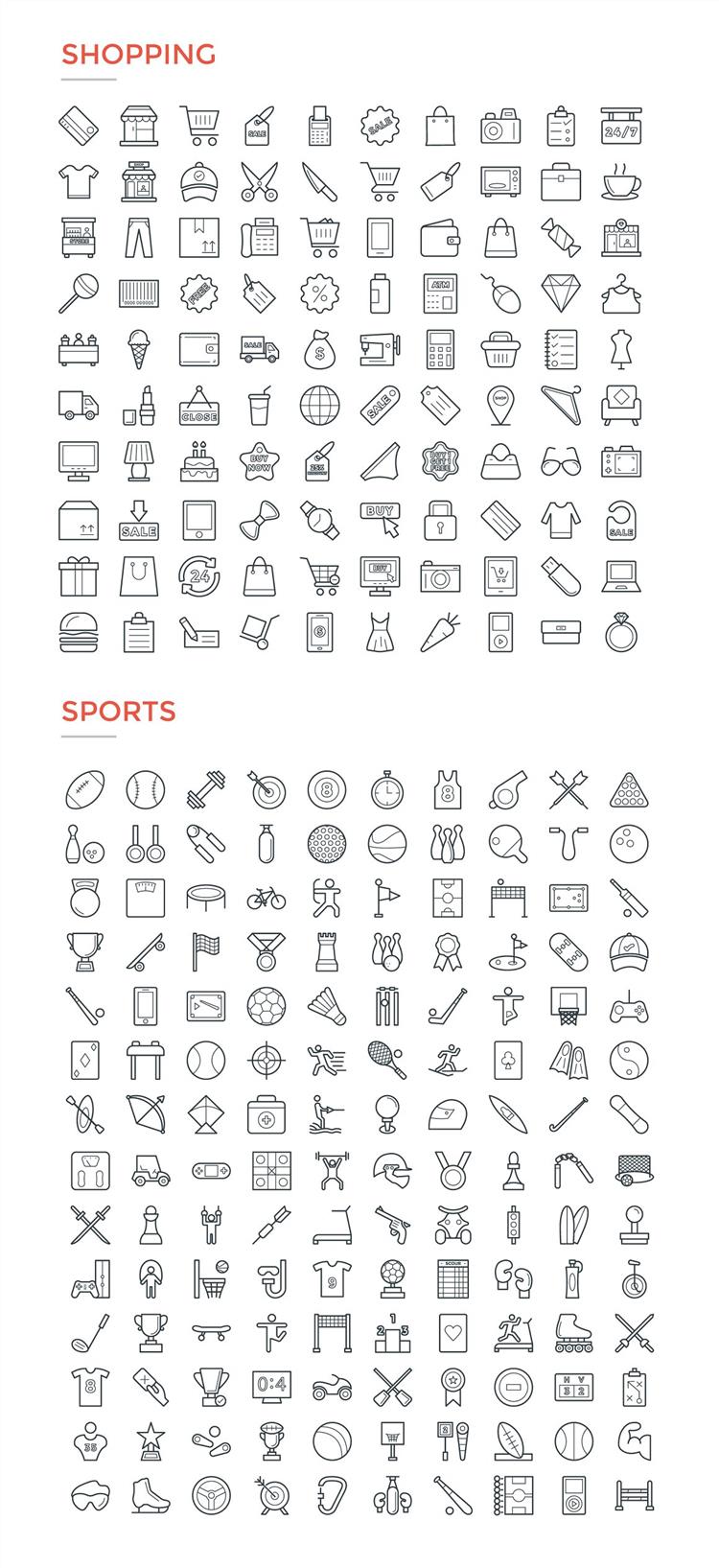 4800个Ai、Eps、Psd、Svg、Png格式图标合辑包 4800 Line Icons Pack