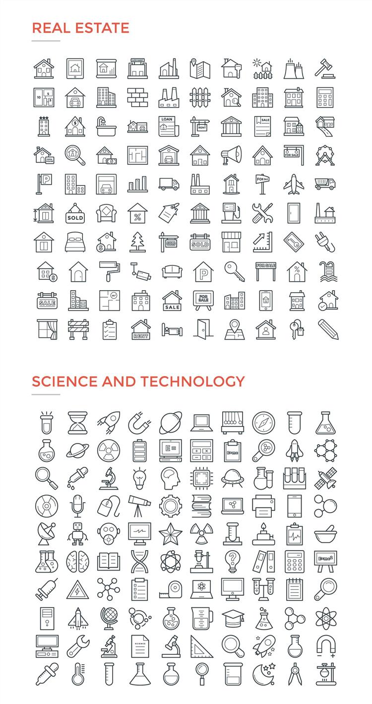 4800个Ai、Eps、Psd、Svg、Png格式图标合辑包 4800 Line Icons Pack