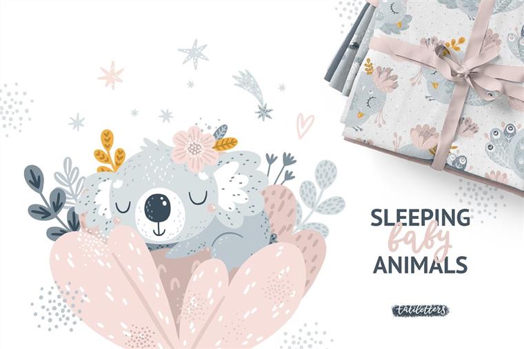 婴儿动物剪贴画和图案合辑 Bundle Baby animal Clipart & Pattern
