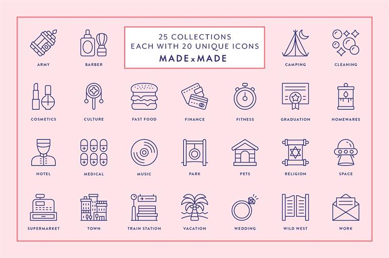 500个独特矢量线图标的大型捆绑包 Mega Bundle Vol 3 Line Icons