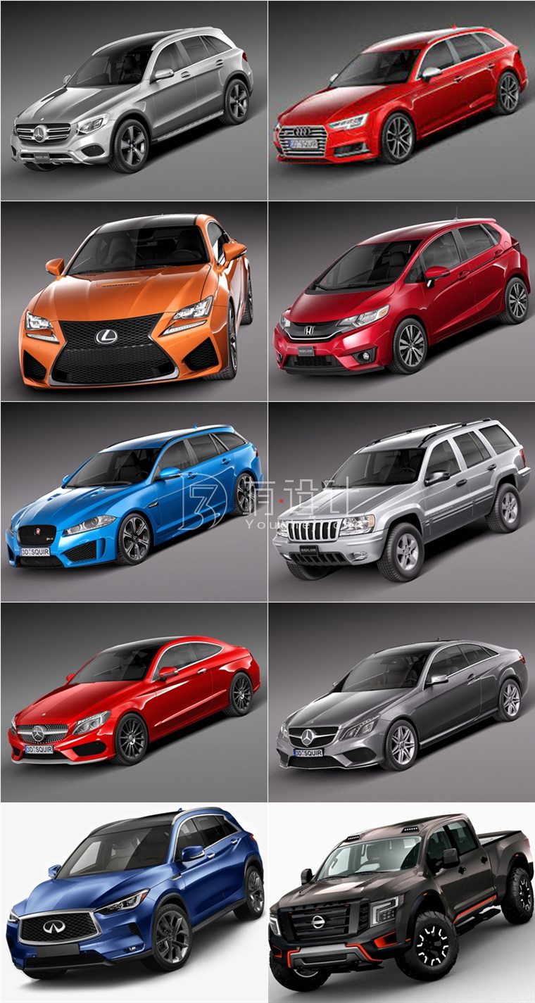 63套汽车3D模型合辑 Car 3D Models Bundle Jan 2022