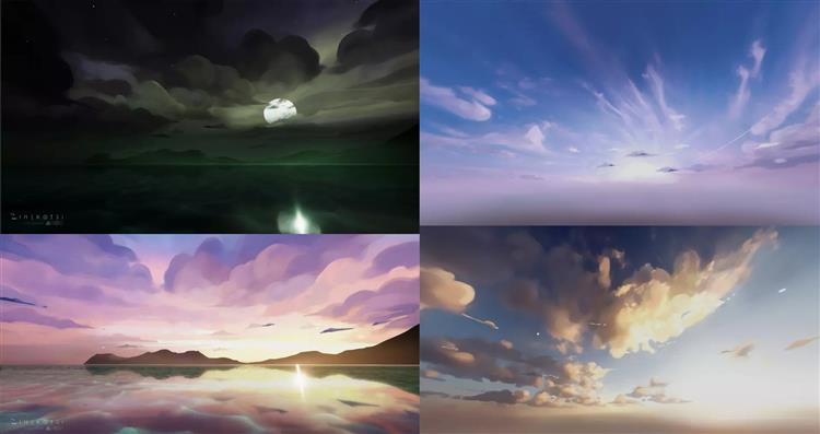 卡通和风格化HDRI全景天空 Cartoon & Stylized HDRI sky
