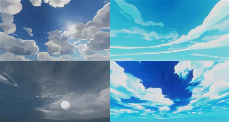卡通和风格化HDRI全景天空 Cartoon & Stylized HDRI sky