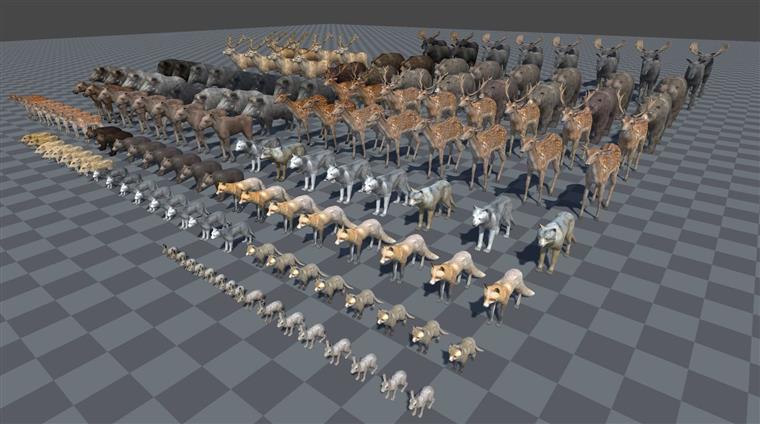 21种野生动物3D模型 FOREST ANIMALS short version Low-poly 3D models