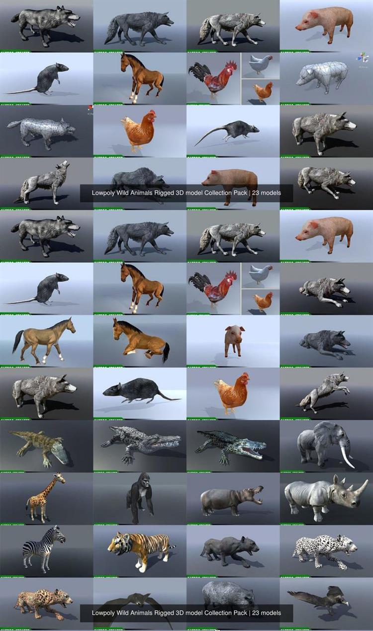 Cgtrader - Lowpoly Wild Animals Rigged 3D model Collection Pack